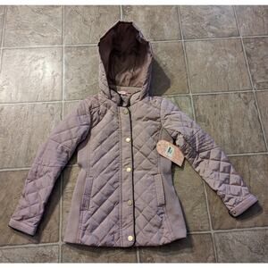 New Ci Sono sz 5 girls Quilted Hoodie Jacket mauve in color zips snaps Q4